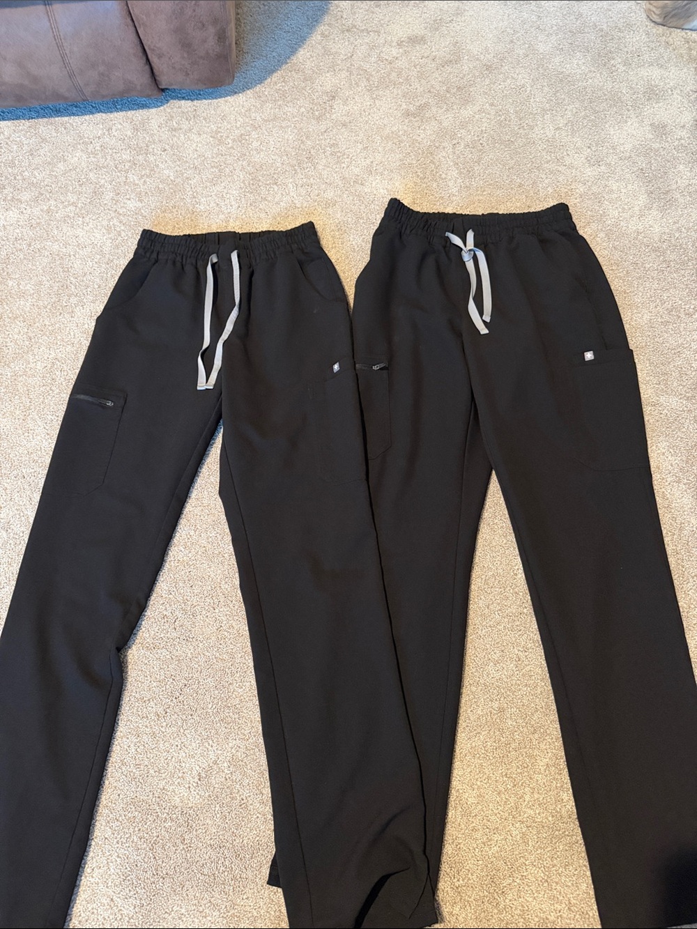 Figs Black Straight Leg Drawstring Scrub Pants
